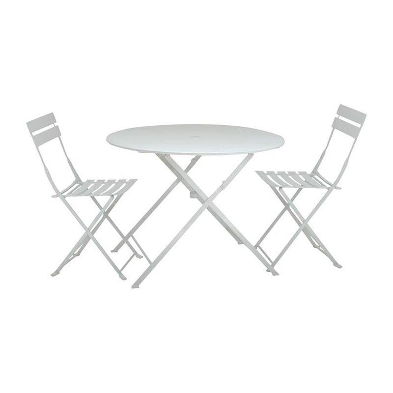 Carolina Living Bistro 30" Round Folding Outdoor Table - Umbrella Hole - White