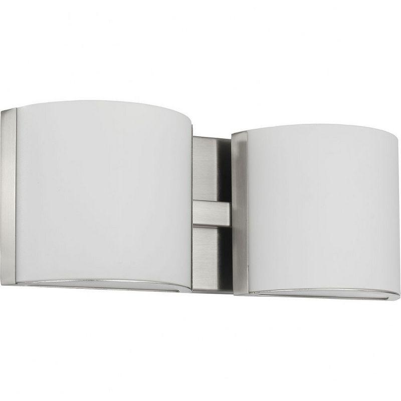 Progress Lighting Arch 2-Light Bath Light, Brushed Nickel, Etched Glass Shade