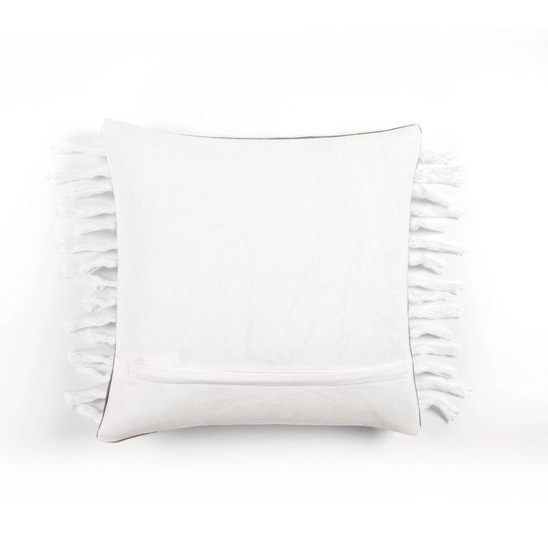 20"x20" Oversize Linear Family-Friendly Cotton Pillow Cover with Tassel - Lush Décor