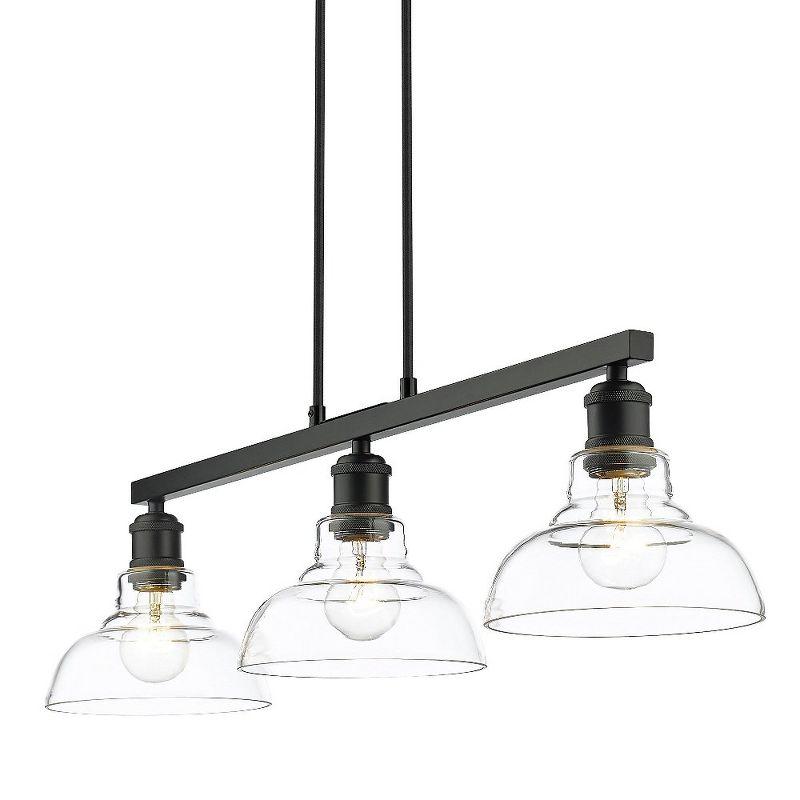 Golden Lighting Carver 3-Light Semi-flush in Matte Black with Clear Glass