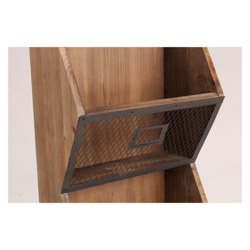 Burdock Rustic Brown Wood and Metal Wall Organizer