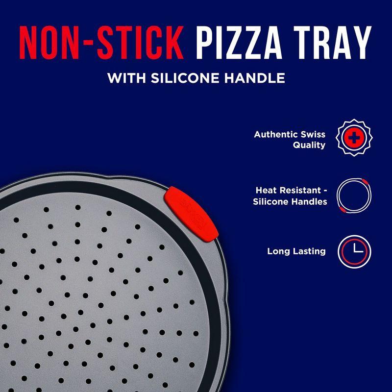 Non-Stick Carbon Steel Perforated Pizza Tray with Handles