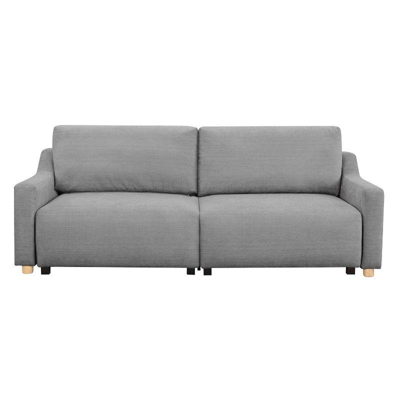 Gray Queen Convertible Sleeper Sofa with Natural Wood Legs