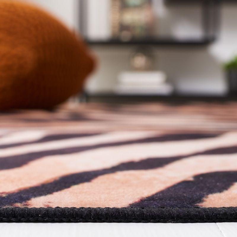 6' x 6' Square Black and Light Orange Faux Fur Rug