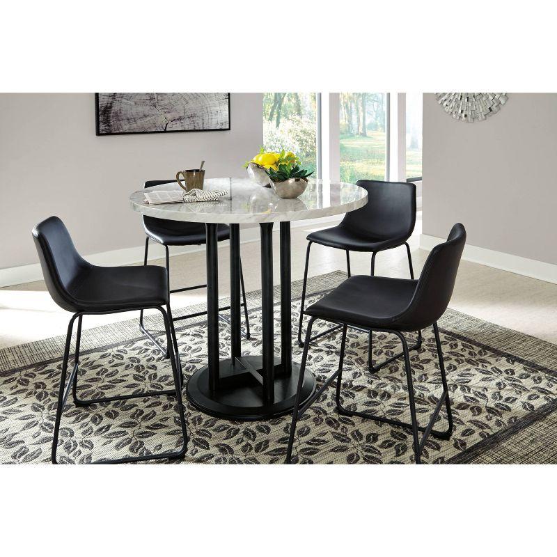 Centiar Round Dining Table Black - Signature Design by Ashley: Faux Marble Top, Counter Height, 4-Seater