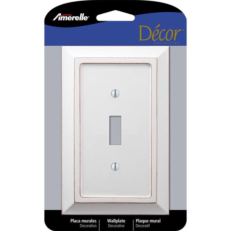 Amerelle Savannah White 1-Gang Wood Toggle Wall Plate