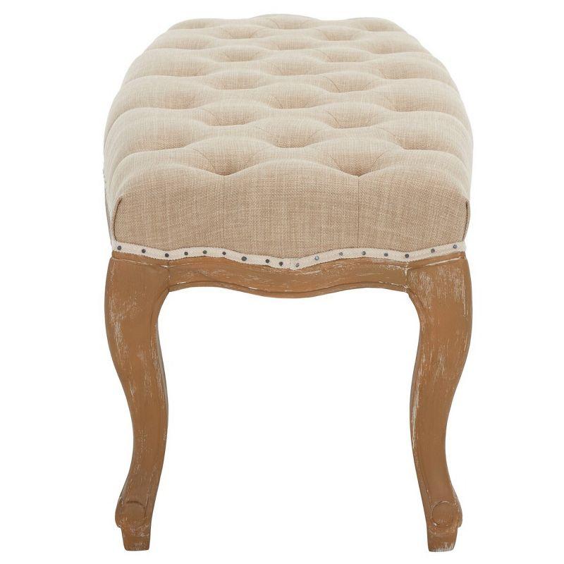 Ramsey Bench With Flat Black Nail Heads - Wheat/Natural Cream - Safavieh