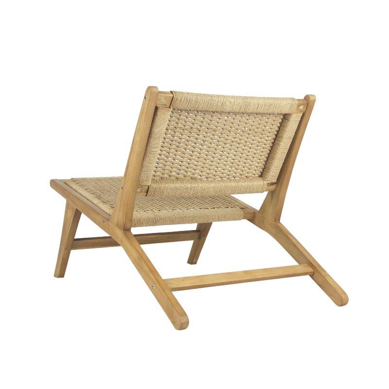 Parker Mid-Century Modern Woven Seagrass Wood Armless Lounge Chair - JONATHAN Y