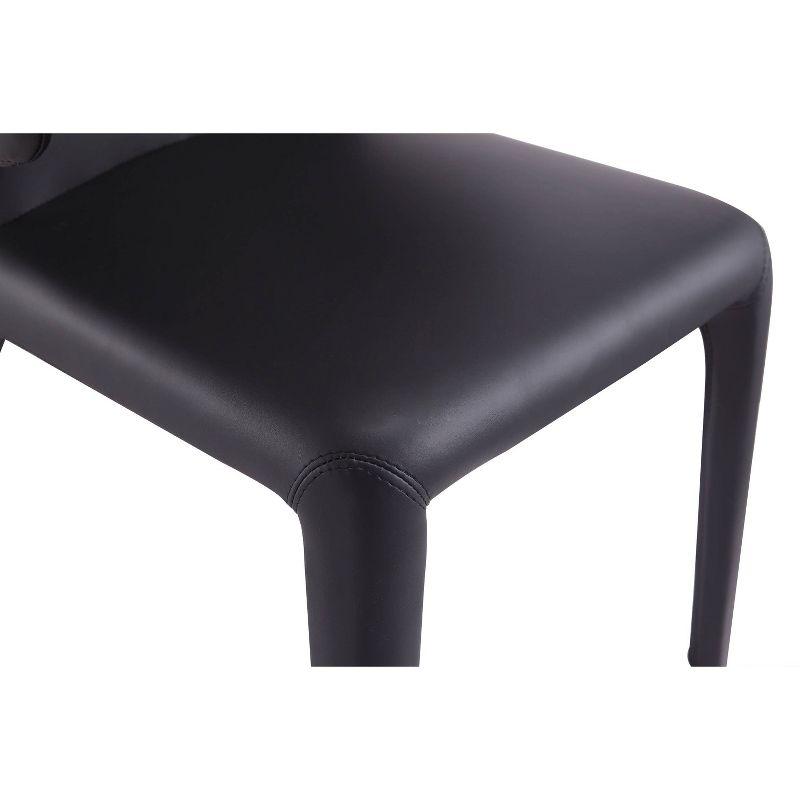 Set of 2 Conrad Faux Leather Dining Chairs Black - Manhattan Comfort: Mid-Century Modern, Metal Frame, Contoured Back