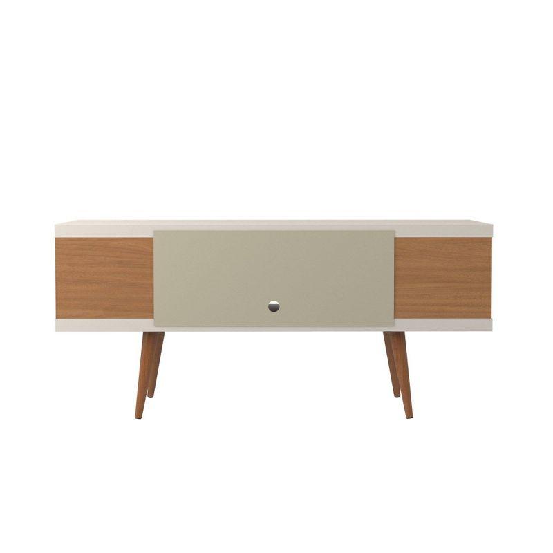 Manhattan Comfort Utopia Splayed Wooden Legs and 4 Shelves TV Stand for TVs up to 50" Maple Cream/Off-White - Manhattan Comfort