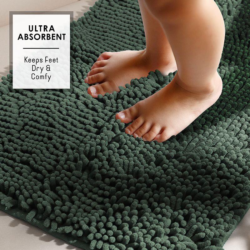 Hearth & Harbor Bathroom Rugs, Chenille Bath Mat - Hunter Green Bath Rug, 17x24