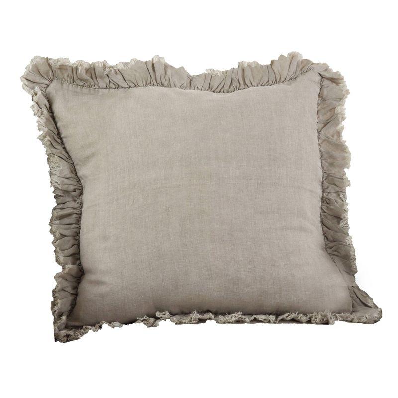 Saro Leona Collection Ruffled Linen Reversible Throw Pillow