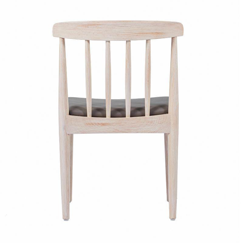 Emma and Oliver Set of 2 Solid Wood Dining Chairs with Spindle Backrests and Vinyl Seats, Antique White/Beige
