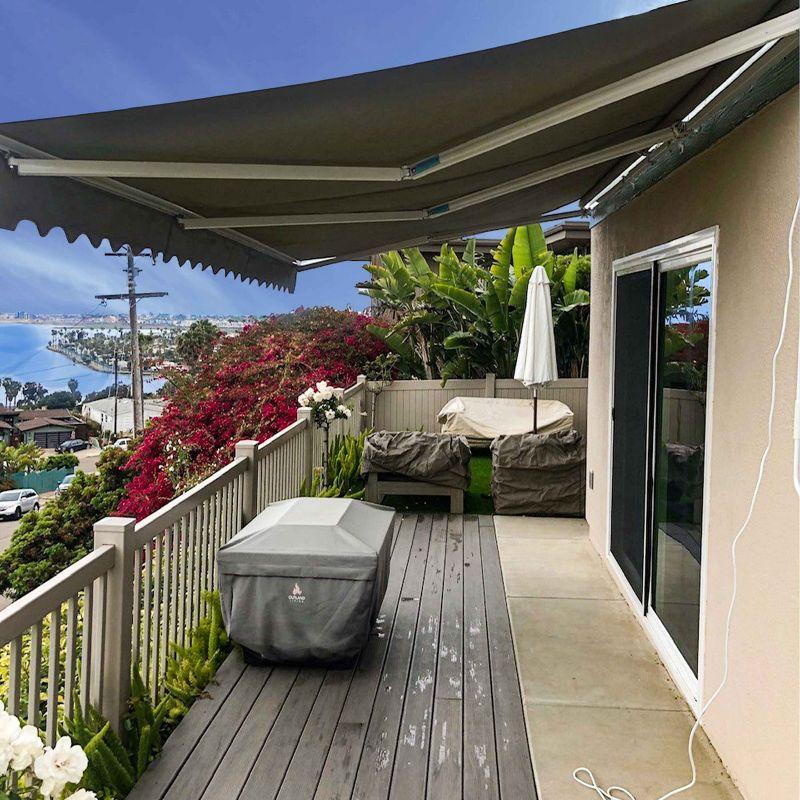 Motorized Retractable White Frame Patio Awning