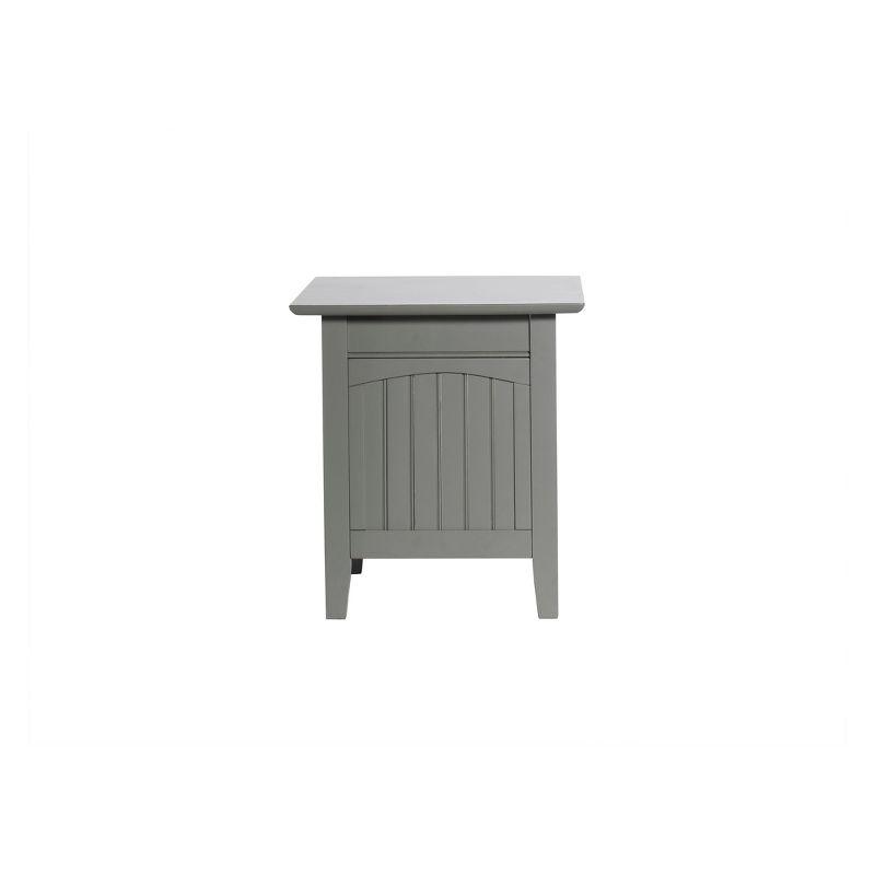 Gray Solid Wood End Table with Charging Station