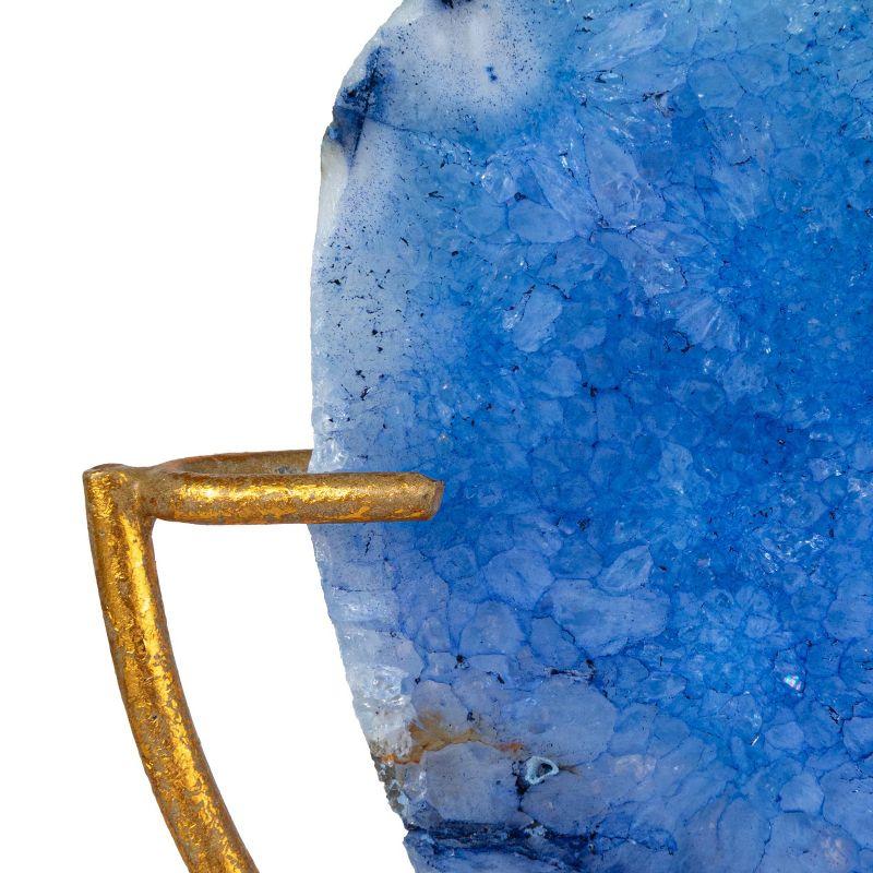 Storied Home Agate on Stand Blue 4" Includes 1 Stand Only: Luxury Glam Metal Sculpture, Indoor Decorative Object
