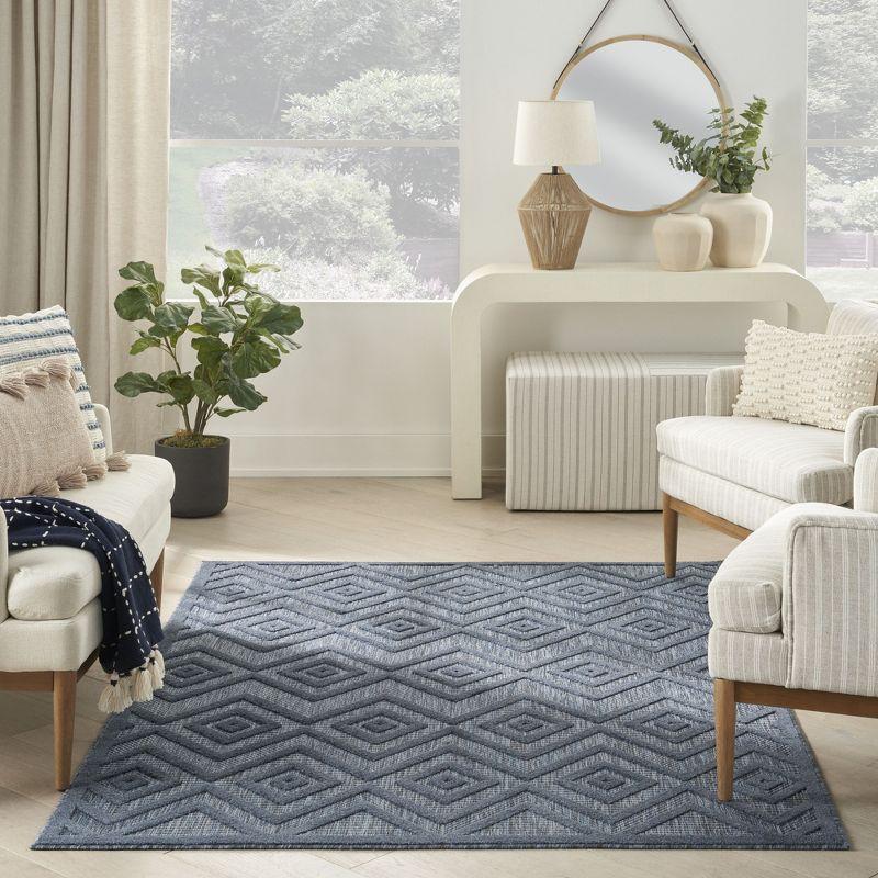 Foundry Select Versatile Diamond Navy Blue Indoor/Outdoor Area Rug