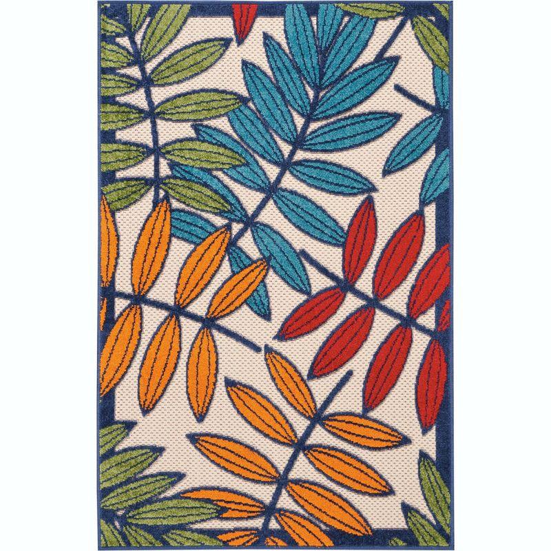 Aloha Bright Checkered Border Multicolor Indoor/Outdoor Rug