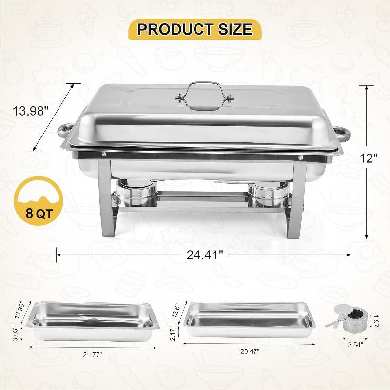 The Party Aisle™ Chafing Dishes For Buffet 4 Pack, 8 Qt Stainless Steel Chafers And Buffet Warmers Sets With Lid, Rectangle Serving Food Warmer Catering Supplies Buffet Display For Parties