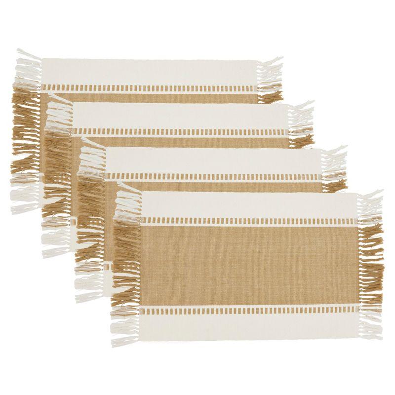 Saro Lifestyle Tassel Trimmed Stripe Placemat (Set of 4)