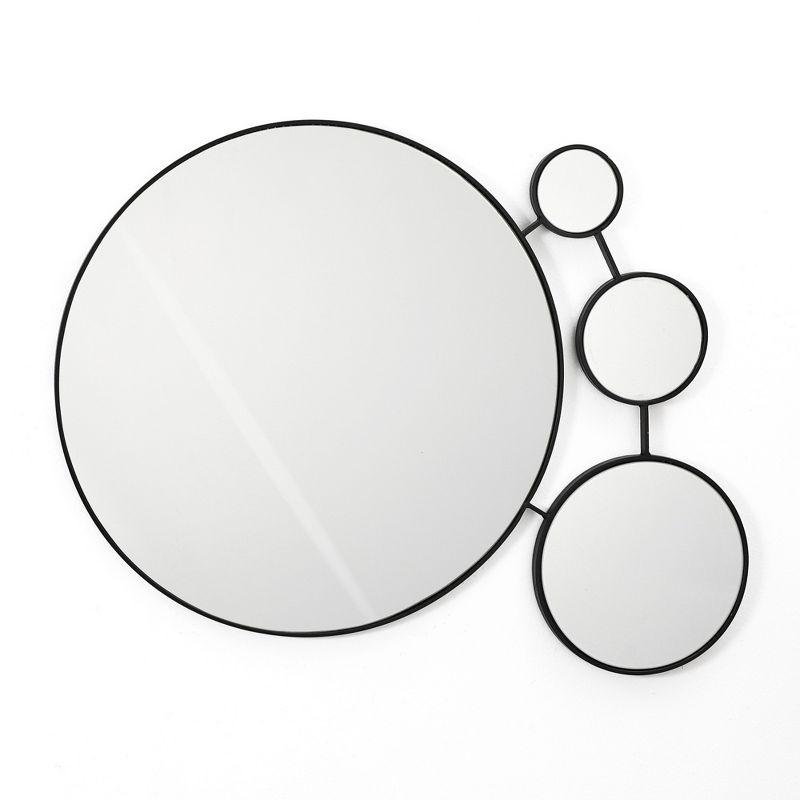 LuxenHome Black Metal Frame Round Wall Mirror with Small Mirrors