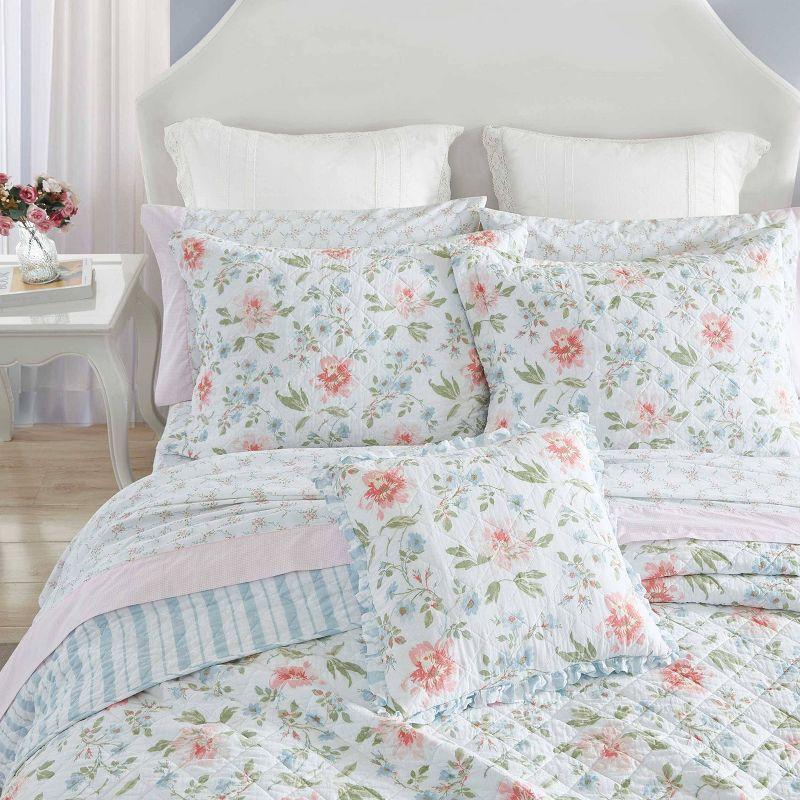 Laura Ashley Emilie Blue Standard Cotton Quilt Set