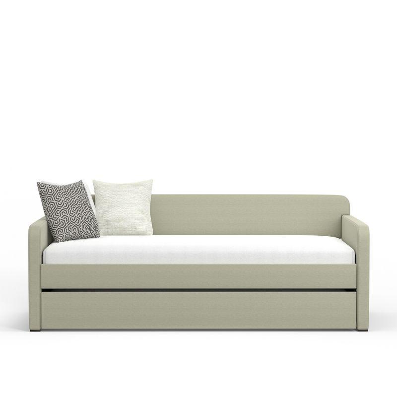 Beige Twin Upholstered Daybed with Trundle and Tufted Back