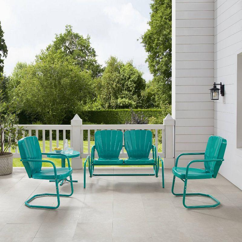 Ridgeland Turquoise Gloss 4-Piece Outdoor Metal Conversation Set