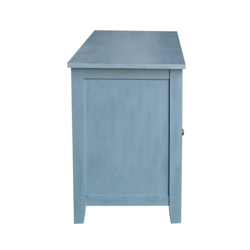 Ocean Blue Solid Wood 60" Entertainment TV Stand with Cabinet