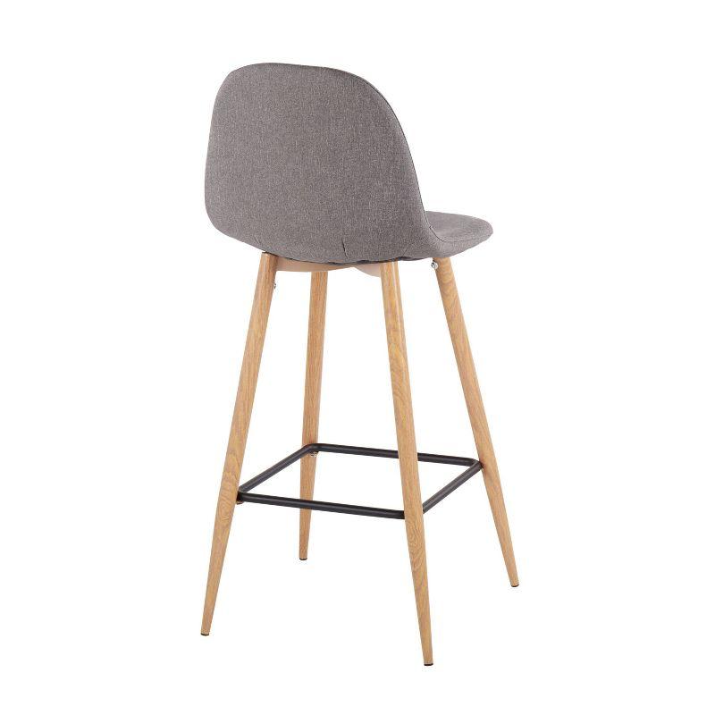 Set of 2 Pebble Metal Polyester Barstools Natural/Charcoal - LumiSource: Steel Frame, Tapered Legs, Comfy Seat