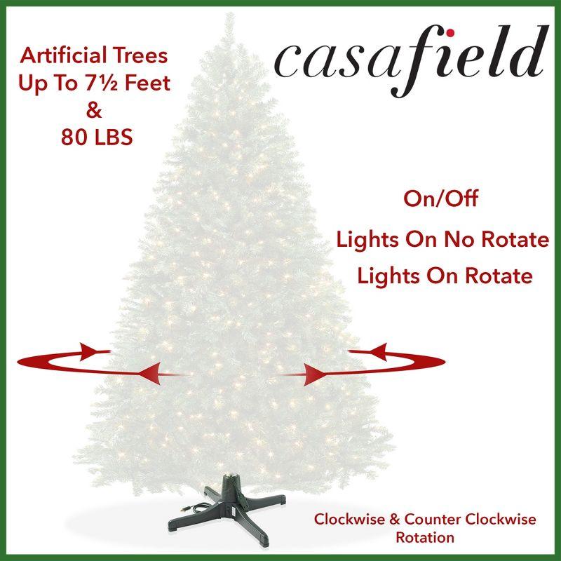Casafield Rotating Christmas Tree Stand - 360-Degree Revolving Base for Up to 7.5 FT Artificial Tree, Green