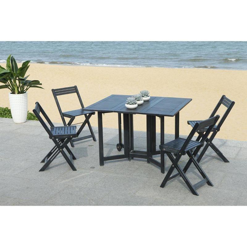 Arvin  5 Piece Patio Outdoor Foldable Dining Set - Black - Safavieh.