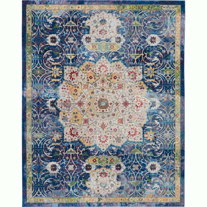 Global Vintage GLB03 Blue Area Rug Oushak Vintage Center Medallion By Nourison