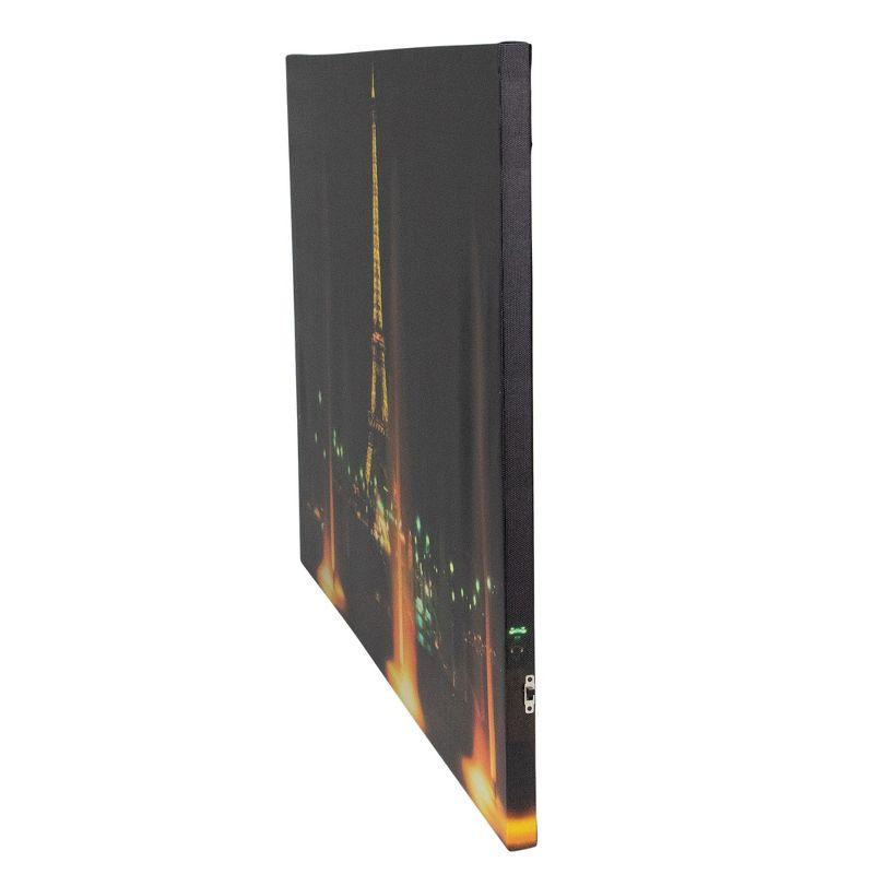 Northlight 23.75" LED Lighted Famous Eiffel Tower Paris France at Night Canvas Wall Art
