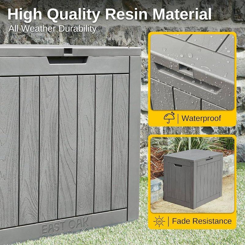 East Oak 31 Gal Selflock Resin Deck Box Deep Gray: Weather-Resistant Storage, Easy Snap Assembly, Lockable