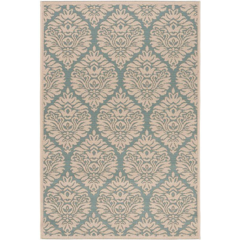 Beach House BHS135 POWER LOOMED Indoor/Outdoor Runner Rug - Aqua/Cream - 2'2"x4' - Safavieh
