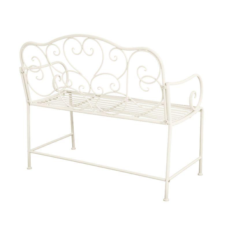 Christopher Knight Home Clay 41" Modern Outdoor Iron Garden Bench with Floral Design, Matte White