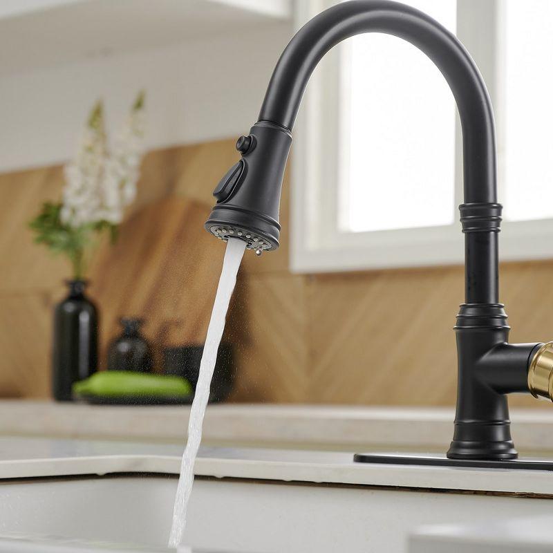 BWE Single-Handle Pull-Down Sprayer 3 Spray High Arc Kitchen Faucet With Deck Plate