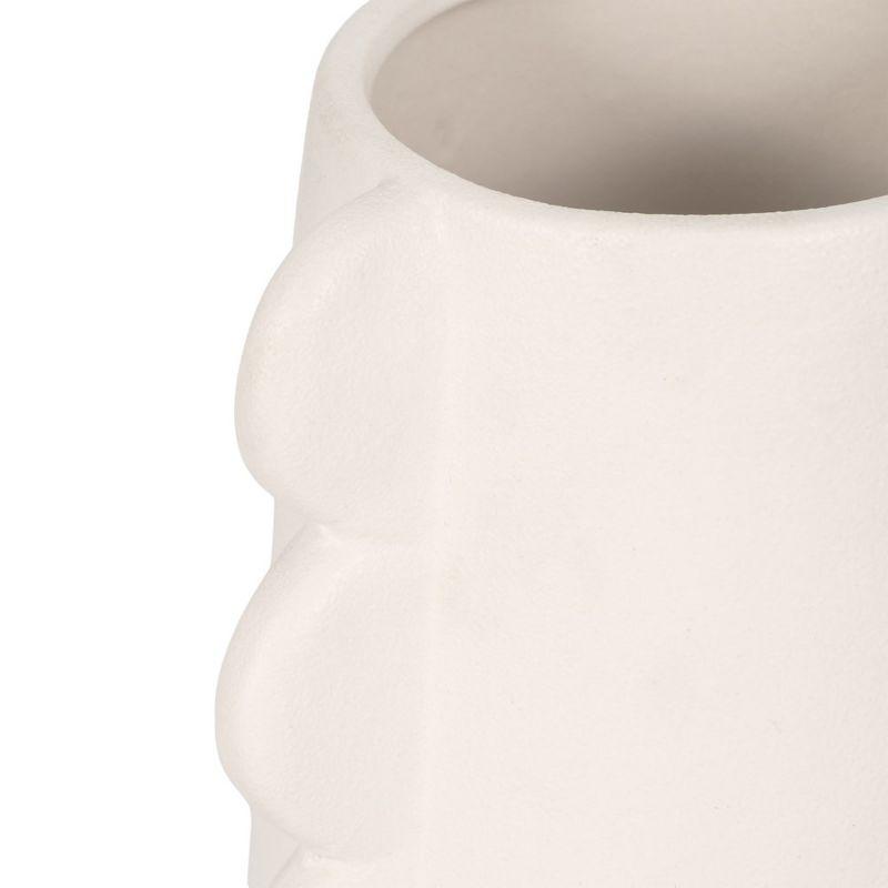 Sagebrook Home 7" Decorative Dolomite Vase - Contemporary Cotton White Eared Flower Vases for Home, Office Decorative Table Centerpiece Accent - Easy