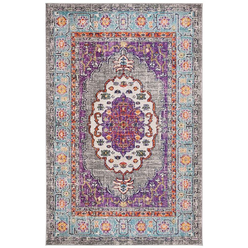 Monaco MNC246 Power Loomed Indoor Area Rug - Violet/Light Blue - 6'7"x9'2" - Safavieh.