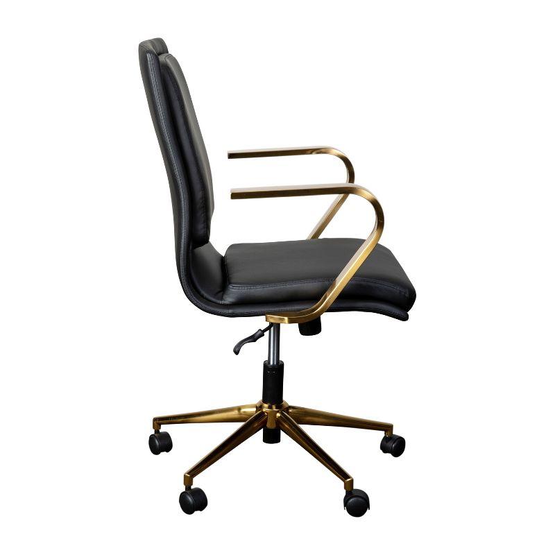 Flash Furniture James Mid-Back Designer Executive Upholstered Office Chair with Brushed Metal Base and Arms