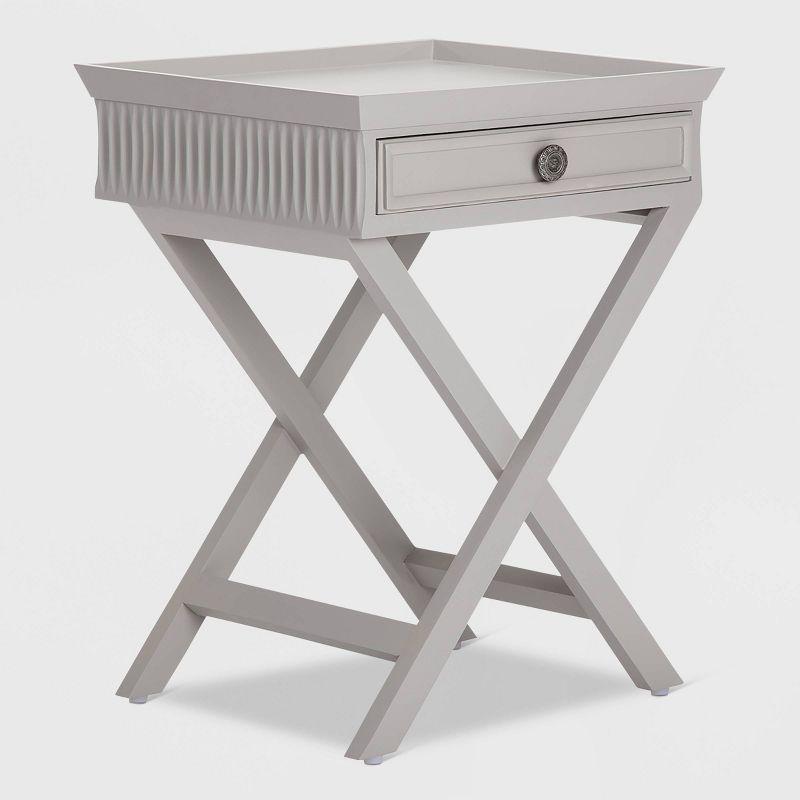 Gray Painted Wood Bedside Table with Drawer