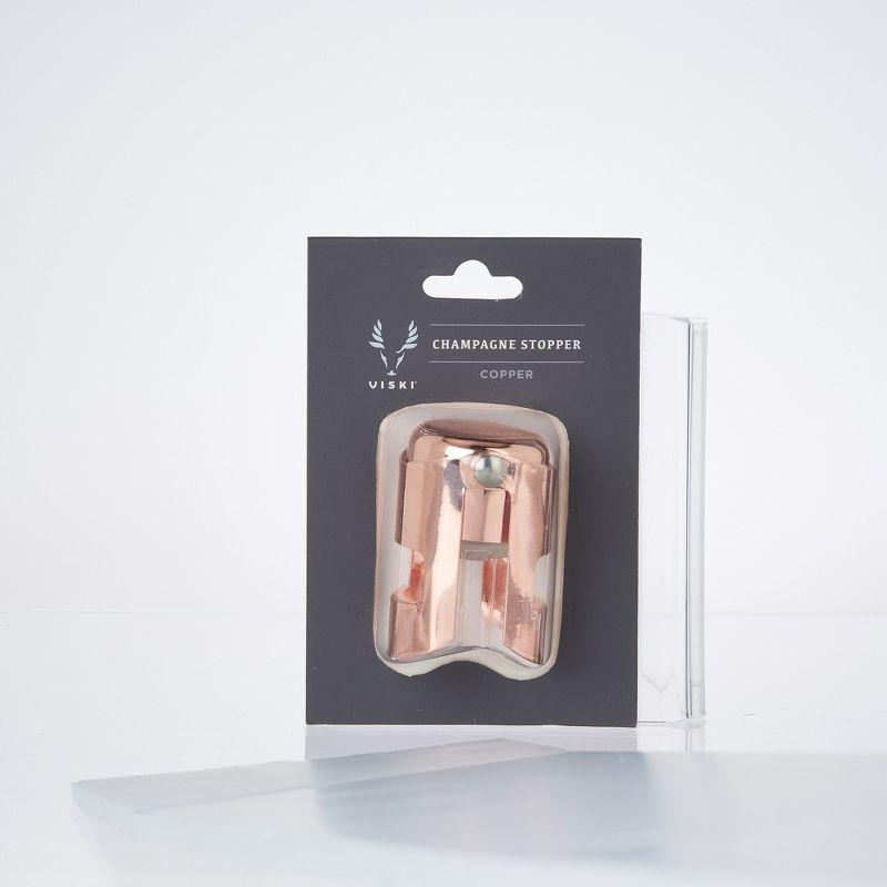 Viski Copper Champagne Stopper - Sparkling Wine Saver Bottle Stopper - Copper Plated Stainless Steel & Silicone Seal - Set of 1
