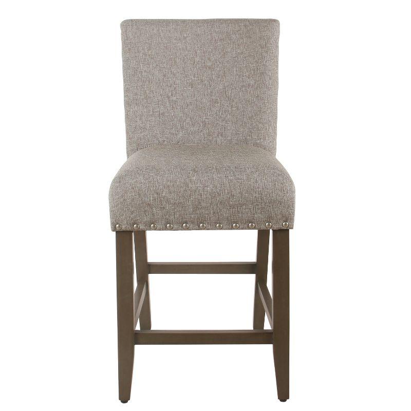 Sterling Gray 24" Upholstered Wood and Acrylic Counter Stool with Nailhead Trim