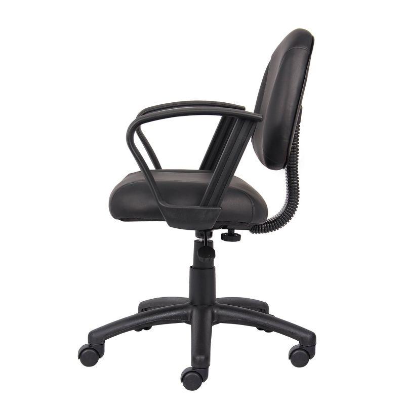 Posture Chair with Loop Arms Black - Boss Office Products: LeatherPlus, Lumbar Support, Adjustable Height