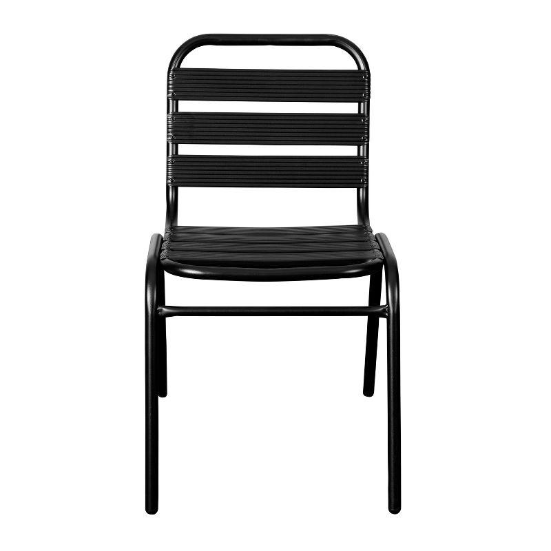 Emma and Oliver Aluminum Commercial Indoor-Outdoor Armless Restaurant Stack Chair with Triple Slat Back