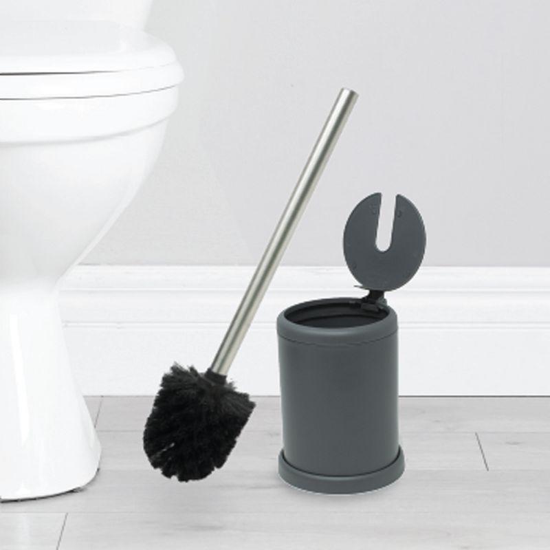 Cameo Toilet Bowl Cleaning Brush, Self-Closing Lid, Stainless-Steel Holder, 360 Degree Brush Head, Fingerprint-Proof, Rust Resistant, Compact Size