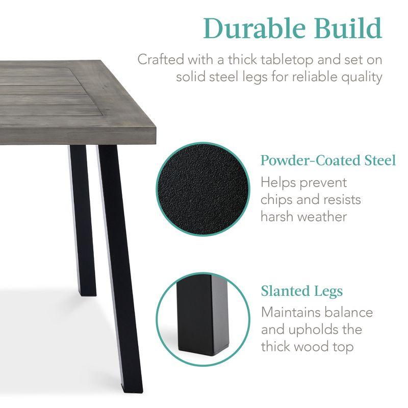 Best Choice Products 6-Person Indoor Outdoor Patio Rustic Acacia Wood Picnic Dining Table w/ Metal Legs - Weathered Gray