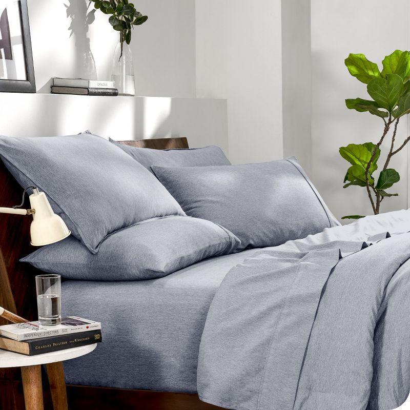 California King Double Brushed Bed in a Bag Heather Midnight Blue by Bare Home