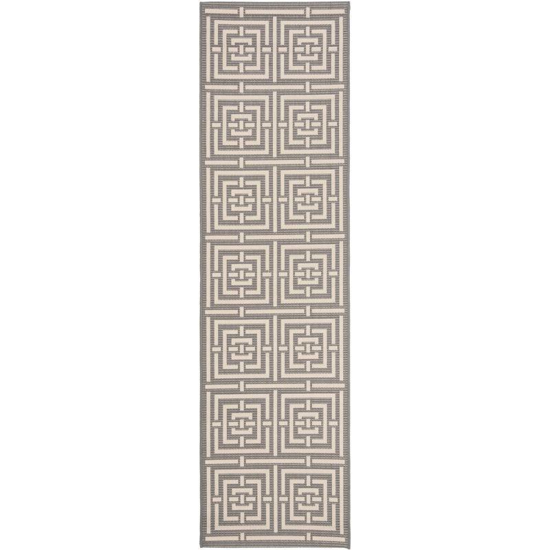 Gray Synthetic Stain-Resistant Outdoor Rug, 27" x 10"